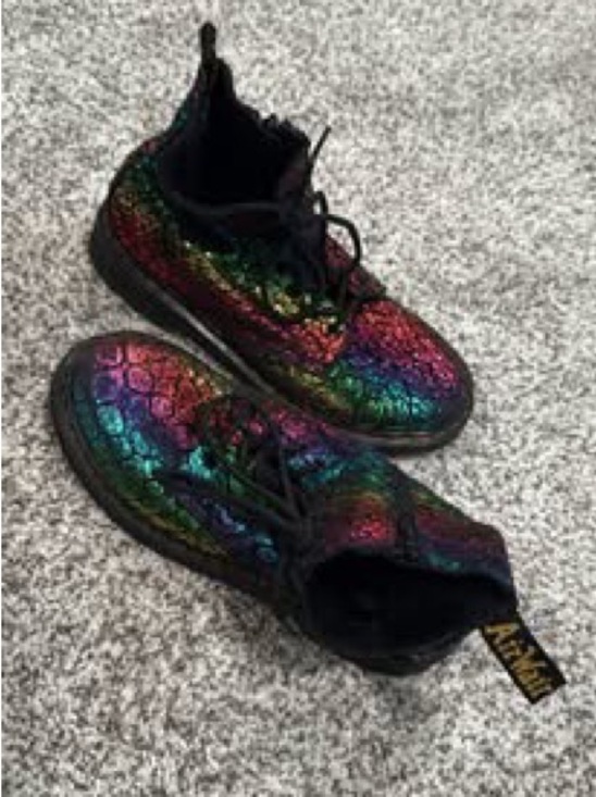 Dr. Martens Rainbow Metallic Scale on Suede Lace-Up Women's Boots - US 6 Size - Picture 2 of 3